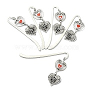 Alloy Hook Bookmarks, with Acrylic Beads, Wing & Heart Pendant Book Marker, Mixed Color, 130~131mm(AJEW-JK00238)
