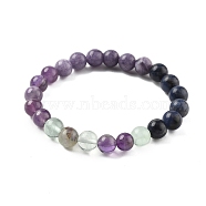 Bohemian Style Natural Mixed Gemstone Round Beaded Stretch Bracelets for Men, with Great Meaning(NU8854-6)