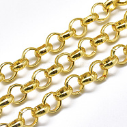 Aluminium Rolo Chains, Belcher Chain, Unwelded, Golden, 8x2.5mm(X-CHA-T001-15G)