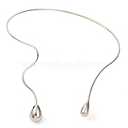 Brass Choker Necklaces, Lead Free & Cadmium Free, Teardrop, Platinum, Inner Diameter: 6.04 inch(15.35cm)(NJEW-F326-01P)