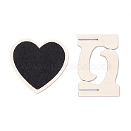 Heart Wooden Mini Chalkboard Signs, with Support Stand, for Wedding & Birthday Party Decoration, Black, 7.5x7x0.2cm(AJEW-M035-02)