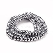 Electroplate Non-magnetic Synthetic Hematite Beads Strands, Rondelle, Hematite Plated, 5.5~6x3mm, Hole: 1mm, about 127pcs/strand, 15.7 inch(40cm)(G-I260-03B)