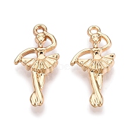 Rack Plating Alloy Pendants, Ballet Girl, Golden, 26x13x4mm, Hole: 1.6mm(FIND-N005-12G)