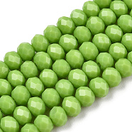 Opaque Solid Color Glass Beads Strands, Faceted, Rondelle, Yellow Green, 3.5x3mm, Hole: 0.4mm, about 113~115pcs/strand, 32~33cm(EGLA-A034-P3mm-D30)