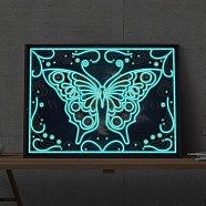 DIY Luminous Diamond Painting Kit, Including Glow in the Dark Resin Rhinestones Bag, Diamond Sticky Pen, Tray Plate and Glue Clay, Butterfly, 300x400mm(LUMI-PW0004-039H)