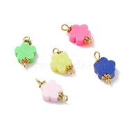 Handmade Polymer Clay Flower Link Connectors, with Tibetan Style Alloy Daisy Spacer Beads and Brass Eye Pin, Golden, Mixed Color, 18.5x9.5x4mm, Hole: 1.8~2mm(PALLOY-JF01124)