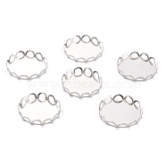 304 Stainless Steel Cabochon Settings, Lace Edge Bezel Cups, Flat Round, Stainless Steel Color, 16x3mm Tray:15mm(STAS-Y001-09E-P)