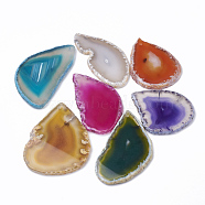 Natural Agate Big Pendants, Dyed, Nuggets, Mixed Color, 60~80x35~60x4~6mm, Hole: 2mm(G-Q989-017)