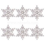 6Pcs 1-Hole Brass Micro Pave Clear Cubic Zirconia Shank Buttons, Snowflake, Platinum, 29x25x8.5mm, Hole: 1.6mm(BUTT-FG0001-35P)