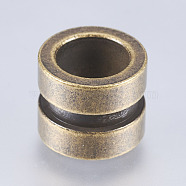 304 Stainless Steel Beads, Large Hole Beads, Column with Groove, Antique Bronze, 10x8mm, Hole: 6.5mm(STAS-I072-067AB)