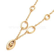 304 Stainless Steel Horse Eye Pendant Necklace with Oval Link for Women, Golden, 19.88 inch(50.5cm)(NJEW-G018-09G)
