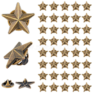 24Pcs Alloy Star Lapel Pin Brooches, Badges for Backpack Clothes, Antique Bronze, 17x18x4mm(JEWB-FH0001-37AB)