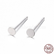 925 Sterling Silver Stud Earring Findings, Earring Posts with 925 Stamp, Silver, 11.5mm, tray: 3mm, Pin: 0.8mm(X-STER-K167-045B-S)