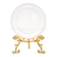 Round K9 Glass Ball, with Iron Tray Pedestal, Perfect Home Decoration, Clear, 80mm(AJEW-GA0001-59)