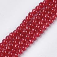 Baking Painted Crackle Glass Bead Strands, Round, Red, 6mm, Hole: 1.3~1.6mm, about 133pcs/strand, 31.4 inch(DGLA-Q023-6mm-YS31)