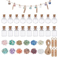 PandaHall Elite Mixed Stone Chip Beads DIY Wishing Bottle Making Kits, Including Natural & Synthetic Gemstone Chip Beads, Jute Cord, Paper Gift Tags and Glass Bottle, Glass Bottle: 24pcs/box(DIY-PH0005-69)
