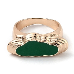 (Jewelry Parties Factory Sale)Alloy Enamel Finger Rings, Cloud, Light Gold, Green, US Size 6, Inner Diameter: 17mm(RJEW-H539-03A-LG)