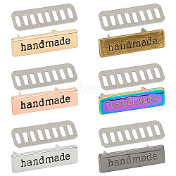 ANATTASOUL 24Pcs 6 Colors Alloy Label Tags, with Holes, for DIY Jeans, Bags, Shoes, Hat Accessories, Rectangle with Word handmade, Mixed Color, 10x35mm, 4pcs/color(PURS-AN0001-03)