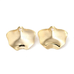 Brass Pendants, Leaf Charm, Real 24K Gold Plated, 10x12x3.5mm, Hole: 1mm(KK-P259-07G)