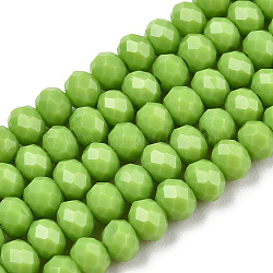 Opaque Solid Color Glass Beads Strands, Faceted, Rondelle, Yellow Green, 3.5x3mm, Hole: 0.4mm, about 123~127pcs/strand, 13.7~14.1 inch(35~36cm)(EGLA-A034-P3mm-D30)