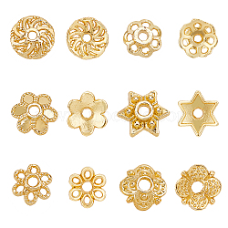 180Pcs 6 Style Rack Plating Alloy Flower Bead Caps, Lead Free & Cadmium Free, Long-Lasting Plated, Mixed Shapes, Real 18K Gold Plated, 30pcs/style(FIND-BC0001-98)