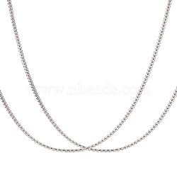 2Pcs Stainless Steel Punk Box Chain Necklaces for Men, Stainless Steel Color, 19.69 inch(50cm)(NJEW-LP0001-15P)