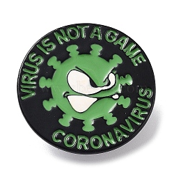 Medical Topics Word VIRUS is NOT A GAME Zinc Alloy Brooches, Enamel Pins, Light Green, 29.5x1.5mm(JEWB-Z021-01G)