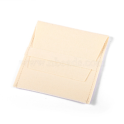 Microfiber Jewelry Envelope Pouches with Flip Cover, Jewelry Storage Gift Bags, Square, Antique White, 8x8cm(PAAG-PW0010-002F)