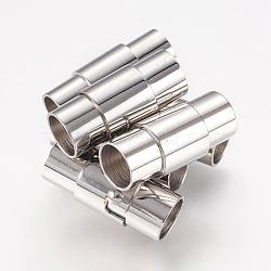 304 Stainless Steel Locking Tube Magnetic Clasps, Column Magnetic Closure, Stainless Steel Color, 18x8mm(STAS-H019-4)