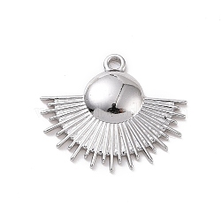 304 Stainless Steel Pendants, Fan Charms, Stainless Steel Color, 18x21x2.5mm, Hole: 1.6mm(STAS-G287-15P)
