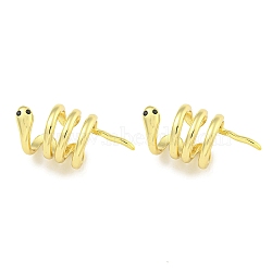 Brass Micro Pave Cubic Zirconia Cuff Earrings, for Women, Snake, Real 18K Gold Plated, 15.5x33.5mm(EJEW-C104-011G)