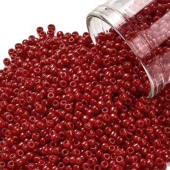 TOHO Round Seed Beads, Japanese Seed Beads, (45A) Opaque Cherry, 11/0, 2.2mm, Hole: 0.8mm, about 5555pcs/50g