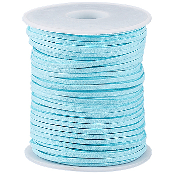 1Roll Imitation Leather Cord, Flat, Pale Turquoise, 3x1.5mm