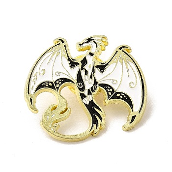 Animal Enamel Pin, Light Gold Alloy Badge for Clothes Backpack, Dragon Pattern, 28x30.5x1.5mm
