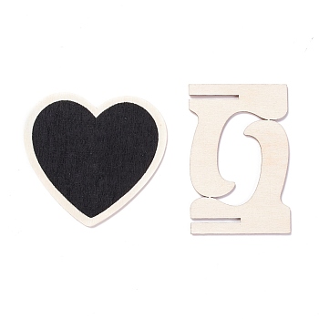 Heart Wooden Mini Chalkboard Signs, with Support Stand, for Wedding & Birthday Party Decoration, Black, 7.5x7x0.2cm