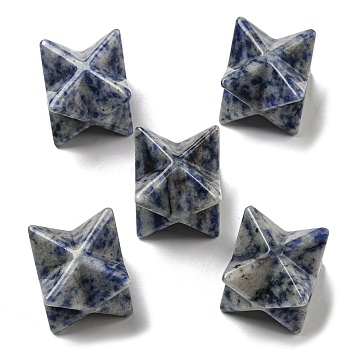 Natural Blue Spot Jasper Beads, No Hole/Undrilled, Merkaba Star, 25x25x25mm