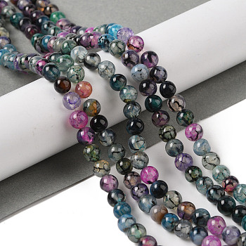 Natural Dragon Veins Agate Bead Strands, Dyed & Heated, Round, 6mm, Hole: 0.8mm, about 62pcs/strand, 14.57 inch(37cm)