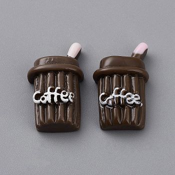 Opaque Cartoon Resin Drink Cabochons, Coffee, Coconut Brown, 27x16x9mm