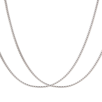 2Pcs Stainless Steel Punk Box Chain Necklaces for Men, Stainless Steel Color, 19.69 inch(50cm)