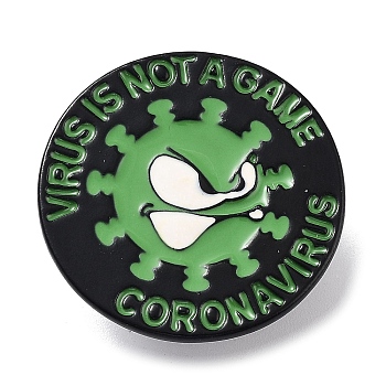 Medical Topics Word VIRUS is NOT A GAME Zinc Alloy Brooches, Enamel Pins, Light Green, 29.5x1.5mm