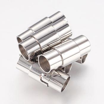 304 Stainless Steel Locking Tube Magnetic Clasps, Column Magnetic Closure, Stainless Steel Color, 18x8mm