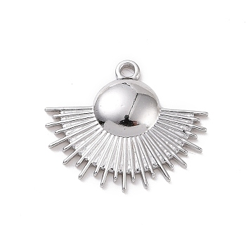 304 Stainless Steel Pendants, Fan Charms, Stainless Steel Color, 18x21x2.5mm, Hole: 1.6mm