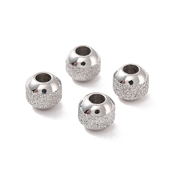 Non-Tarnish Textured 304 Stainless Steel Beads, Round, Stainless Steel Color, 4mm, Hole: 1.5mm