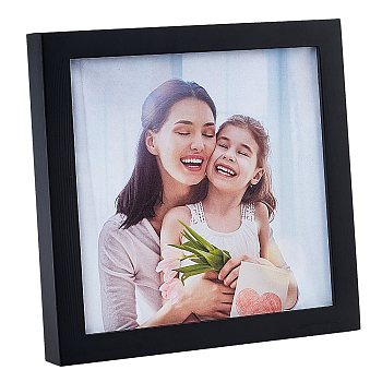 Wood Picture Frame, with Organic Glass, for Wall Hanging and Tabletop Display, Rectangle, Black, 22.85x22.9x3.25cm, Inner Size: 18.9x19cm