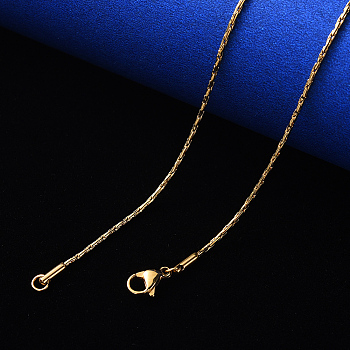 PVD Vacuum Plating 304 Stainless Steel Boston Link Chain Necklace, with Lobster Claw Clasp, Real 18K Gold Plated, 19.68 inch(50cm)x0.9mm