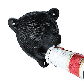 Rustic Bear Head Cast Iron Bottle Openers, Bear, Raw(Unplated), 86x87x58mm