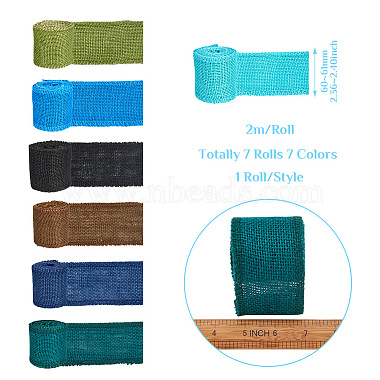 7 Rolls 7 Colors Burlap & Linen Ribbon(OCOR-BT0001-03)-3
