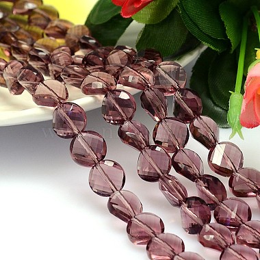 Purple Flat Round Glass Beads