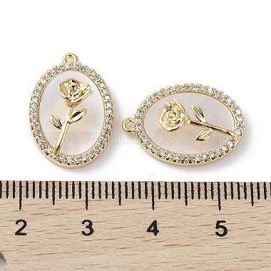 Brass Micro Pave Clear Cubic Zirconia with Shell Pendants(KK-G491-37G)-3