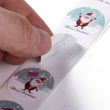 8 Patterns Santa Claus Round Dot Self Adhesive Paper Stickers Roll(DIY-A042-01J)-4